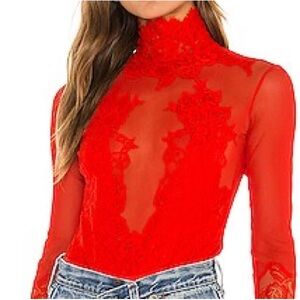Elegant Red Lace Women's Top
